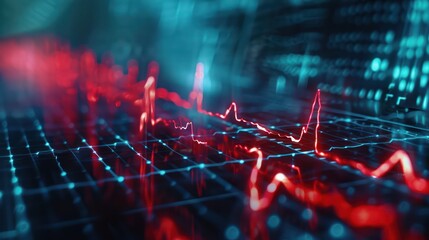 Close up of a minimalist digital heart monitor displaying an erratic heartbeat symbolizing the risk and challenge of maintaining health