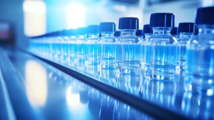  A close-up image of a row of small glass vials