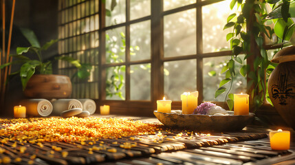 Cozy Home Decor with Candles and Nature-Inspired Elements, Warm Light for Relaxing Ambiance