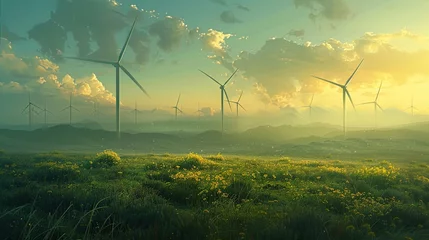 Gordijnen Landscape with wind turbines © MiguelAngel