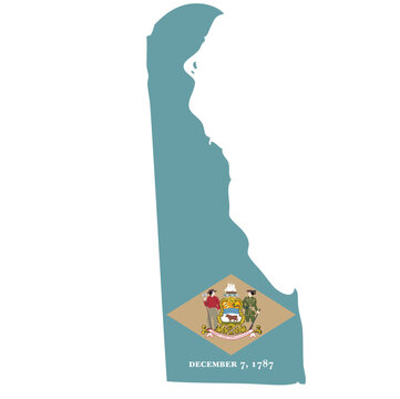 Outline of the borders of the U.S. state of Delaware with a flag