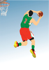 Basketball player silhouettes. Colored Vector