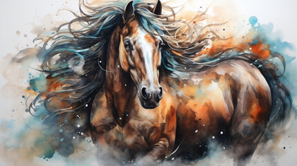 Beautiful horse painted in water colour