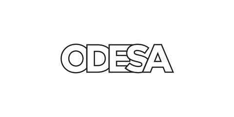 Odesa in the Ukraine emblem. The design features a geometric style, vector illustration with bold typography in a modern font. The graphic slogan lettering.
