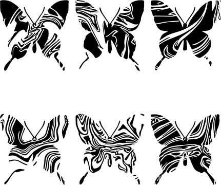 black butterfly in flat vector style for design element