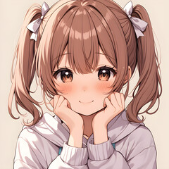 A lovely image of a brown-haired girl who looks a bit shy