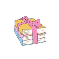 Stack of books with a ribbon. Colorful book vector 