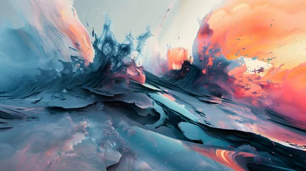 Foto auf Acrylglas Abstract color explosion in digital landscape © Michael
