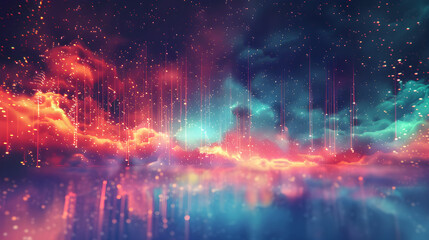 Cosmic dreamscape with luminous particles