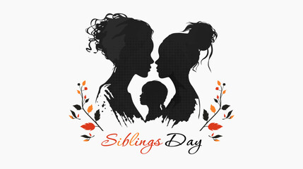 Celebration of National Siblings Day. modern minimalist design with a woman's silhouette and flowers. April 10. Siblings day