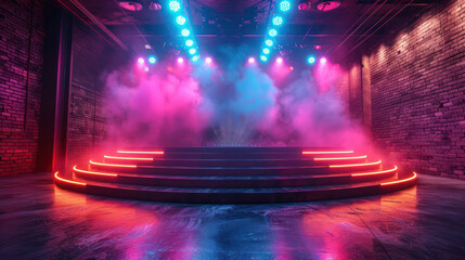 Stage With Illuminated Lights