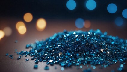 Twinkle blue abstract background with particles and bokeh on blurred background