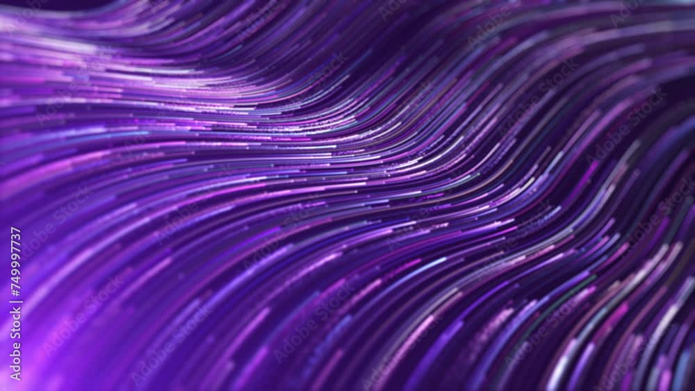 Wall mural purple particle light flow, beautiful and elegant particle lines. purple stream with striped, flowin