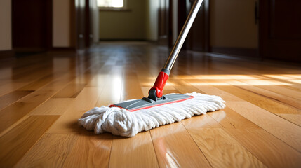 cleaning the floor