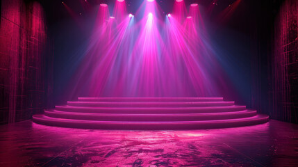Stage Illuminated With Bright Lights