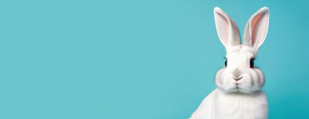 white rabbit on a blue background