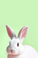 Obraz premium White rabbit on pastel background space for text