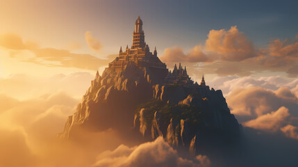 Generative AI, Sunset Secrets: The Lost City atop the Cloud-Piercing Mountain