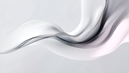 Gray smoke isolated on white background. Soft grey smoky waves banner