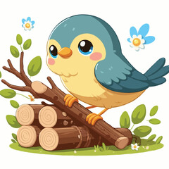 Naklejka premium cute small bird vector on white background.