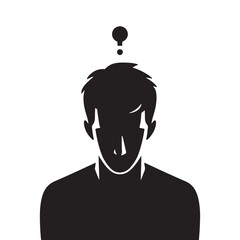 Solitude's Shadow: Vector Sad Man Silhouette - Expressing the Weight of Emotion in Minimalistic Form. depressed man vector, sad person illustration.