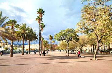 Photo of the plaza Pla de Miquel Tarradell in Barcelona, Spain.
