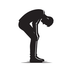 Solitude's Shadow: Vector Sad Man Silhouette - Expressing the Weight of Emotion in Minimalistic Form. depressed man vector, sad person illustration.