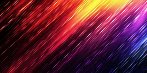 Abstract futuristic background. Bright yellow, red, orange motion blur lines set against a black background. Flashes of light. Neon glow. Sci fi concept. Technology and innovation background. 