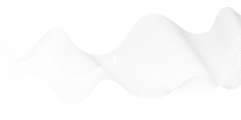 Abstract white blend digital wave lines and technology transparent background. Minimal carve wavy white and gray flowing wave lines and glowing moving lines. Futuristic sound wave lines background.