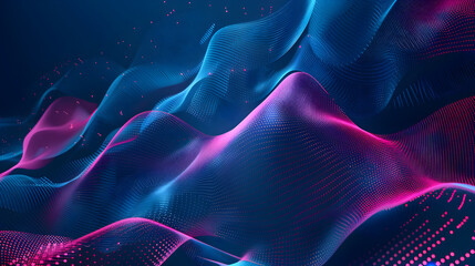 Fototapeta premium Futuristic digital landscape with particle waves