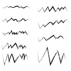 Black set of strokes, underline, notes isolated on white background