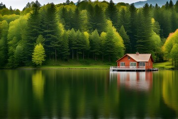 Fototapeta premium house on the lake