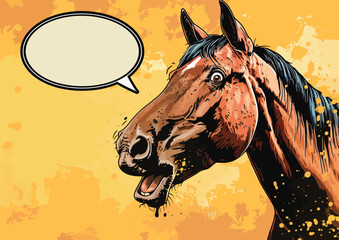 cartoon horse sweating with speech bubble