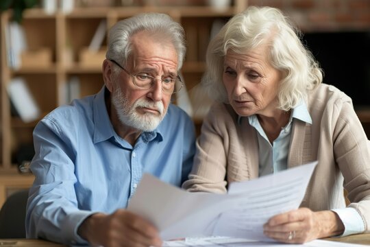 Worried Couple Analyzing Financial Documents, Shocked by Major Cryptocurrency Losses, Concept of Financial Crisis and Investment Risks - Powered by Adobe