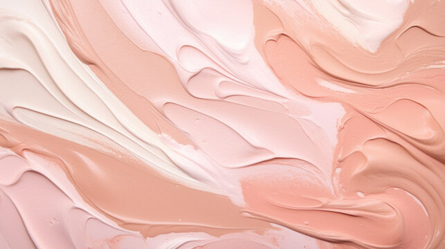 Soft Pastel Shades Of Cosmetic Cream Textures Swirled In An Abstract Pattern.