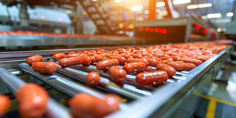 Automated Sausage Production Line - obrazy, fototapety, plakaty