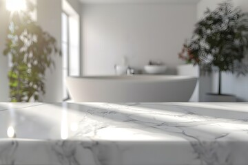 Fototapeta na wymiar UHD Style Marble Bathroom Scene with White Sink