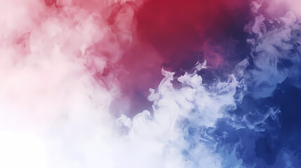 Blue and Red Smoke Merging on a White Background