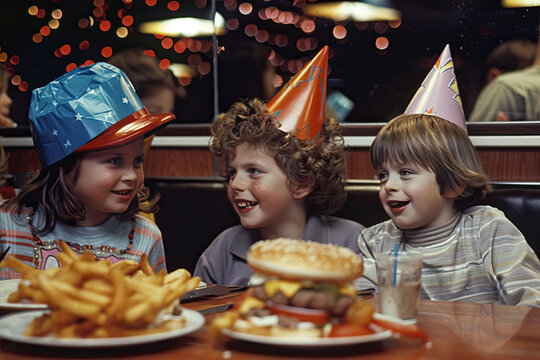children at a fast food restaurant party