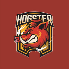 Vector Illustration Hog Head in side view with HOGSTER text Esport logo