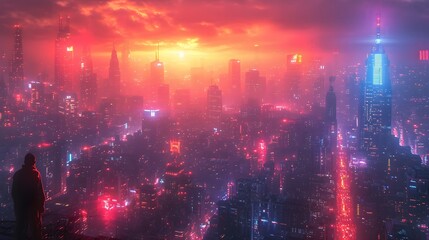 futuristic cityscape at night