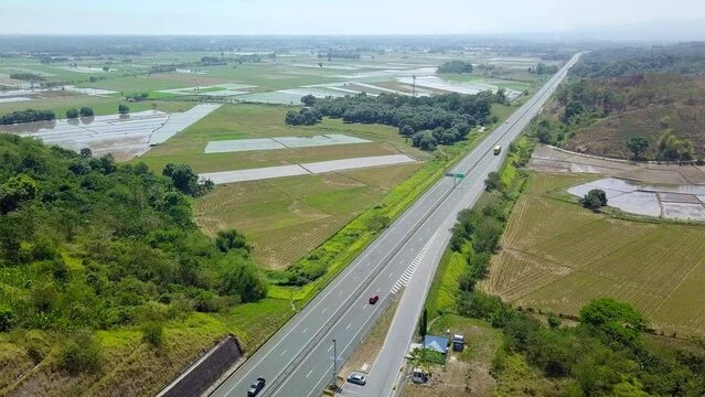 Aerial of a lay-by area at SCTEX, a major expressway in Central Luzon connecting Subic with Clark. In Floridablanca, Pampanga.