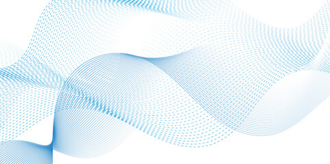 	
Abstract blue blend digital wave lines and technology background. Minimal carve wavy white and blue flowing wave lines and glowing moving lines. Futuristic technology and sound wave lines background