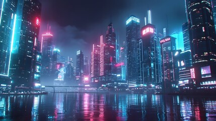 Fototapeta na wymiar futuristic cityscape at night