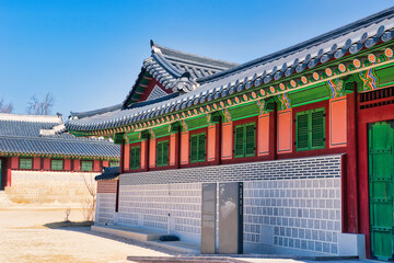 Seoul , South Korea - March 01,2024 : Winter at Gyeongbokgung Palace best landmark in Seoul,South...