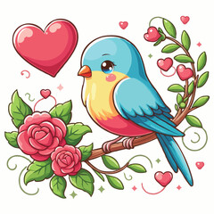 Obraz premium cute love bird vector on white background.