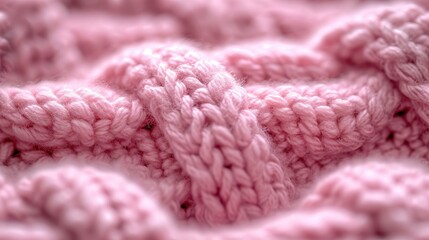 Soft and Cozy Pink Knit Blanket Texture Background with Delicate Patterns, Ideal for Home Decor and Warmth Concept