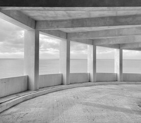 Architectural Harmony: Seaside Pavilion Framing the Horizon