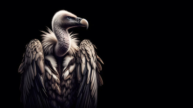 A vulture isolated in black
