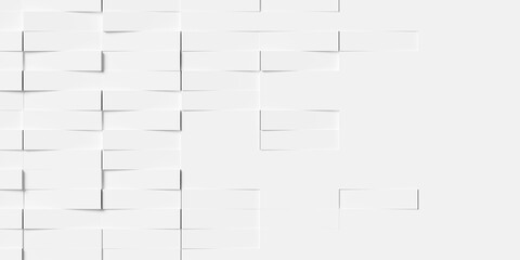 Random rotated white rectangle boxes or bricks block background wallpaper banner template fade out with copy space